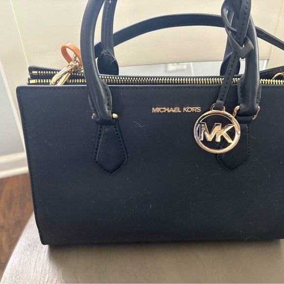 Michael Kors Black Satchel with Gold Accents